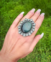 Sterling Silver Bl00dstone Prehnite Cluster Rings