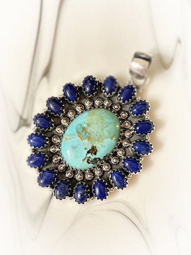 Sterling Silver Turquoise/Lapis Custom Pendant