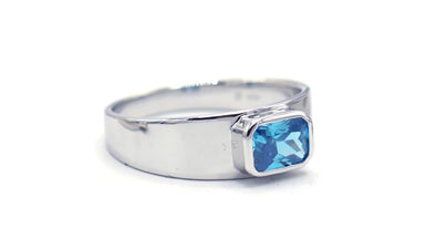 Sterling Silver Blue CZ Bezel Ring