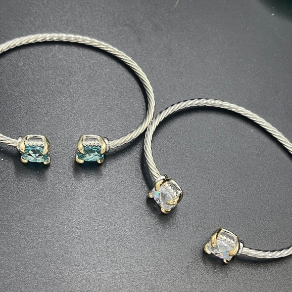 Crystal Open Roped Bangle Bracelet