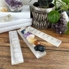 Selenite Charging Plate Engraved with 7 Chakra Symbols - 8" Stick