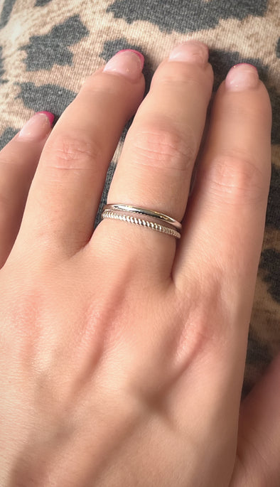 Sterling Silver Double Band Boho Ring