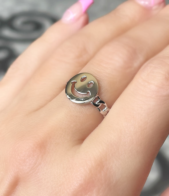 STERLING SILVER RHODIUM/GOLD HAPPY RING