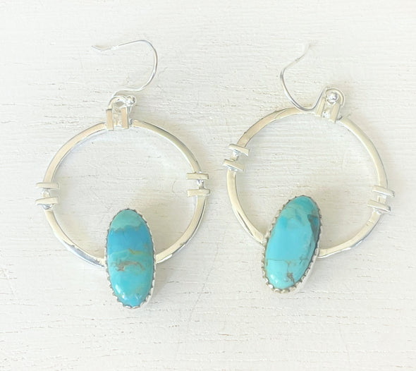 Sterling Silver Artisan Turquoise Hoops