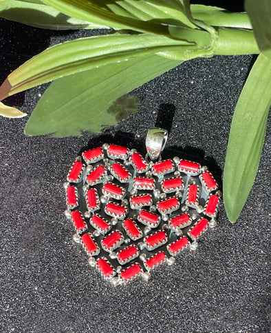 Sterling Silver Coral Bead Heart Custom pendant