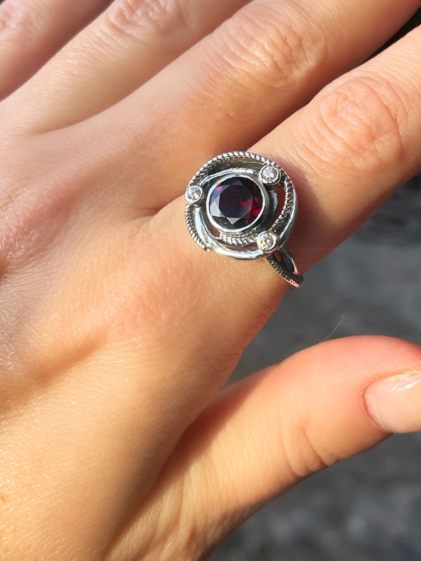 Sterling Silver Wire Wrap Artisan Gemstone Ring