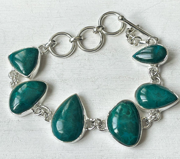 Sterling Silver Artisan Real Stone Boho Bracelet 8 Inches with free matching earrings