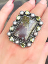 Sterling Silver Copper Ore Pearl Crystal Cluster Ring