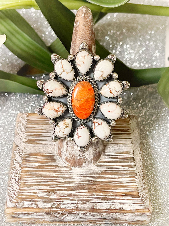 Sterling Silver Sponge Coral/Wild Hors Custom Ring