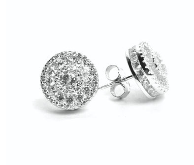 Sterling Silver Pave Studs 10mm