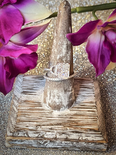 Sterling Silver Asymmetrical CZ Ring Double Front Band