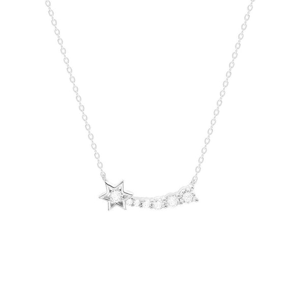 Sterling Silver Star Bar CZ Necklace