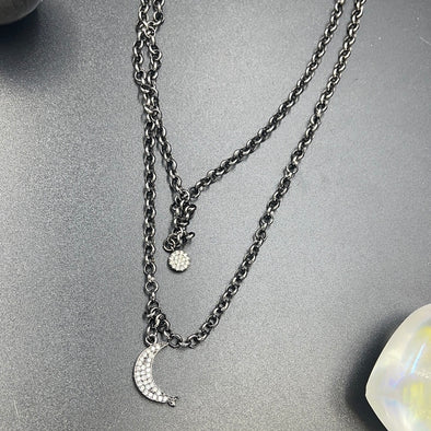 CZ Moon Double Chain 18”