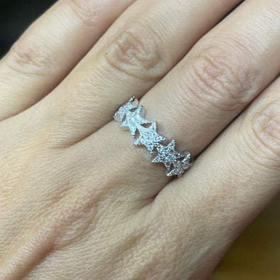 Sterling Silver Italian Star Chain Ring