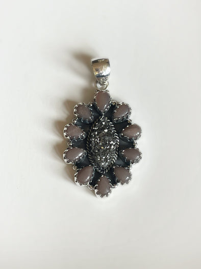 Sterling Silver Druzy/Moonstone Pendant