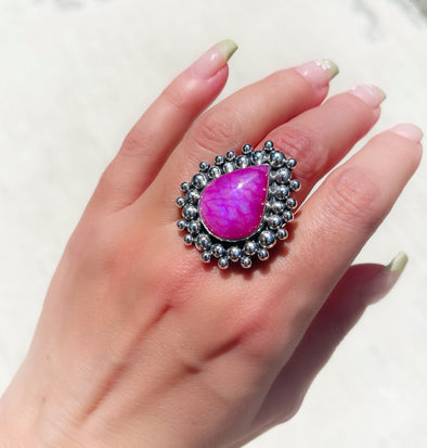 Sterling Silver Magenta Moonstone Artisan Design Rings