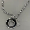 Sterling Silver Italian Heart Lock Key Chain Necklace