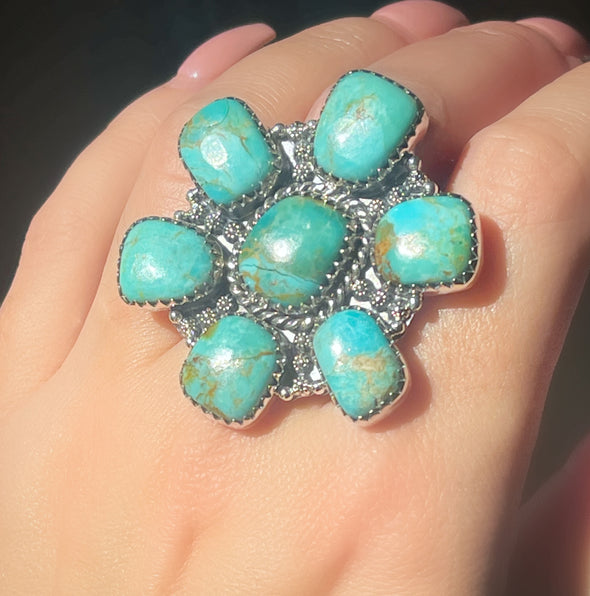 Sterling Silver Turquoise Custom Cluster Ring