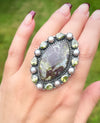 Sterling Silver Copper Ore Pearl Crystal Cluster Ring