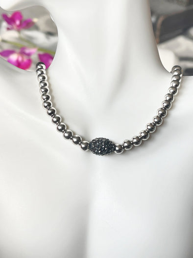Pave Beaded Choker Necklace