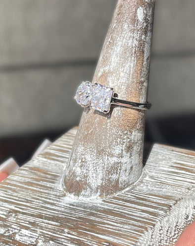 Sterling Silver Double Stone CZ Ring