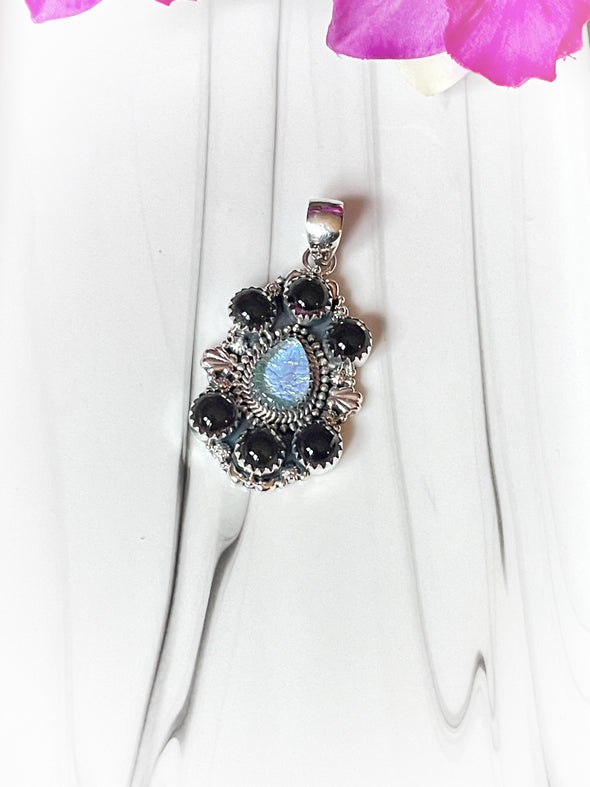 Sterling Silver Smokey/Dichroic Pendant