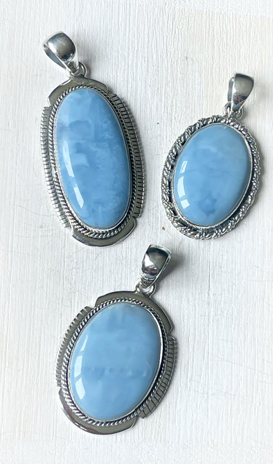 Sterling Silver Blue Opal Pendant Necklace