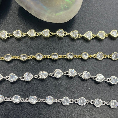 CZ Rhodium Anklets 10” 1” Ext