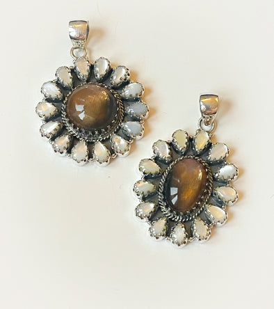 Sterling Silver Gold Stone/MOP Mini Cluster Pendants