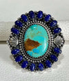 Sterling Silver Turquoise Lapis Artisan Cluster Ring