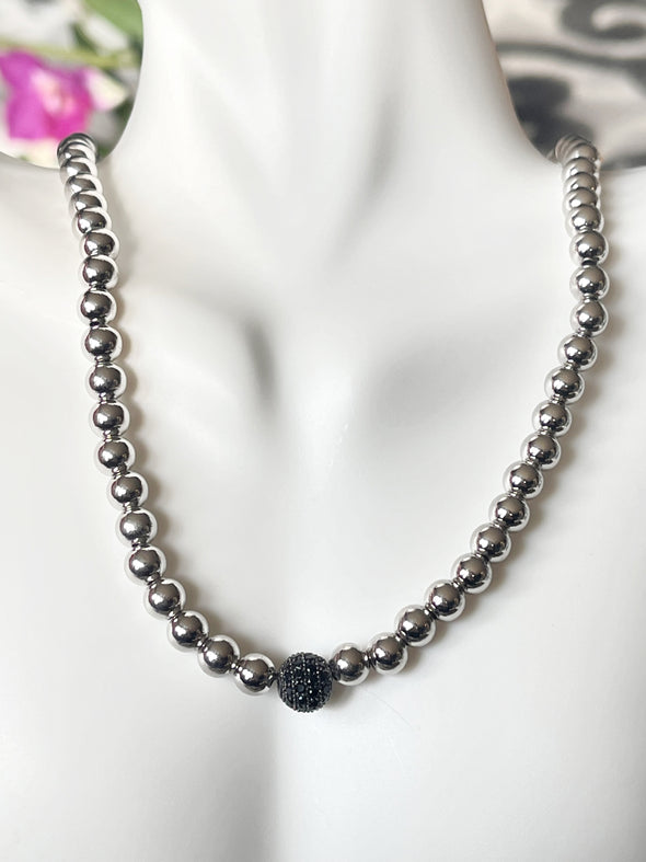 Pave Beaded Choker Necklace