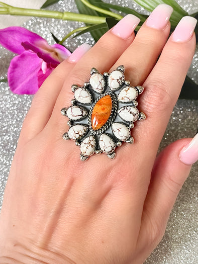 Sterling Silver Sponge Coral/Wild Hors Custom Ring