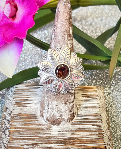 Sterling Silver Custom Layered Smokey Quartz Ring