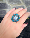 Sterling Silver Dendritic Opal Chrysocolla Mini Cluster Ring