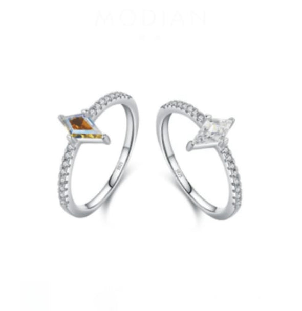 Sterling Silver Dainty Boho Diamond Shape Rings