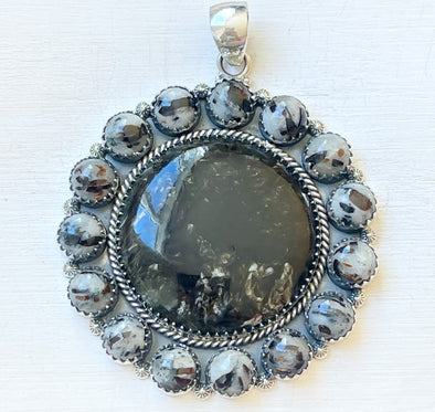 Sterling Silver ASTROPHYLLITE / GOLDEN Seraphinite Cluster Pendants