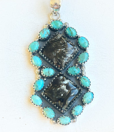 Sterling Silver Seraphinite/Turquoise Pendant