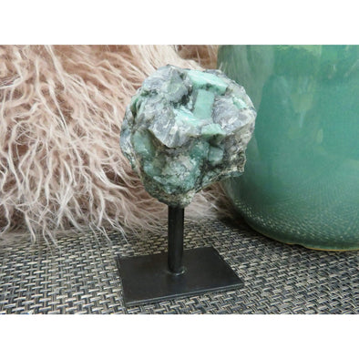 Emerald on Metal Stand - Raw Emerald Chunk - Crystal Healing - Home Decor - Crystal Collection
