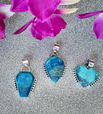 Sterling Silver Artisan Chrysocolla Artisan Pendants