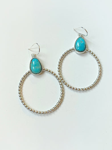 Sterling Silver Turquoise Hoops