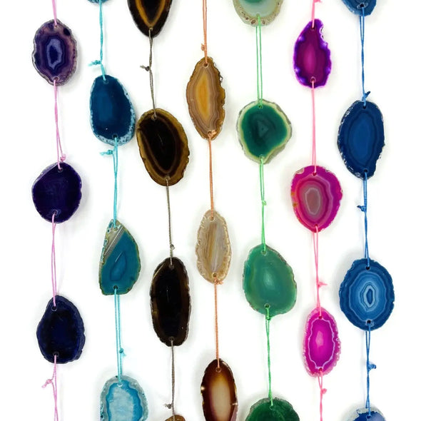 Agate Wall Hanging with Accent Stone on Cotton Cording