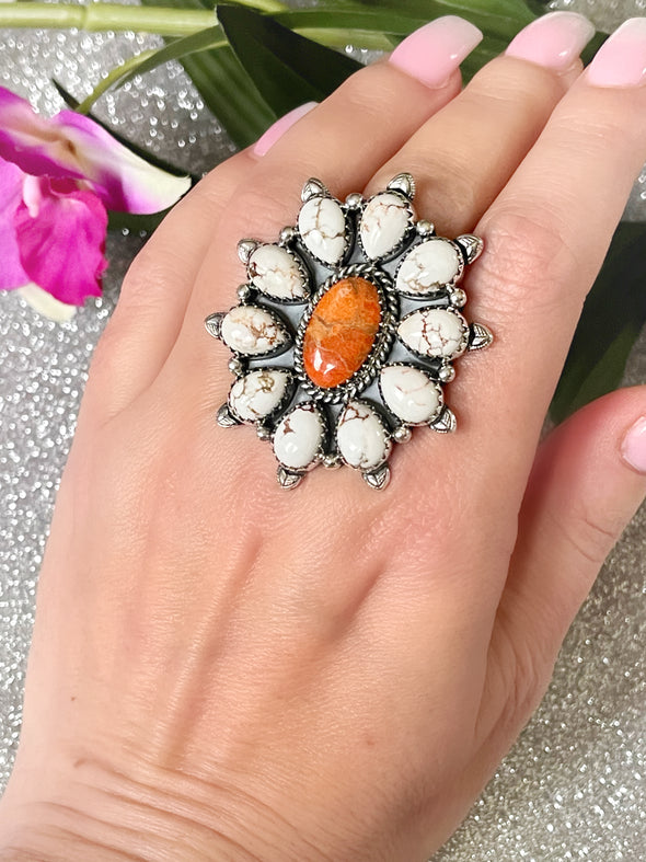 Sterling Silver Sponge Coral/Wild Hors Custom Ring