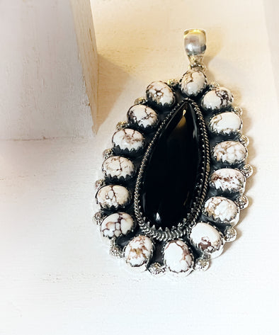 Sterling Silver Wild Hors/Black Onyx Pendant