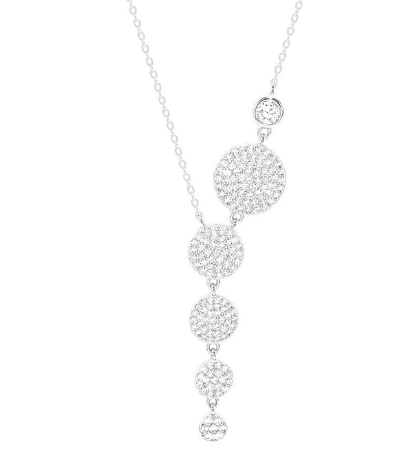 Sterling Silver Multi Pave Circle Necklace