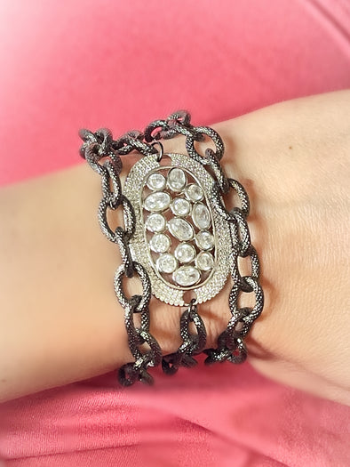 Pave Chain Wrap Magnet Clasp Bracelet