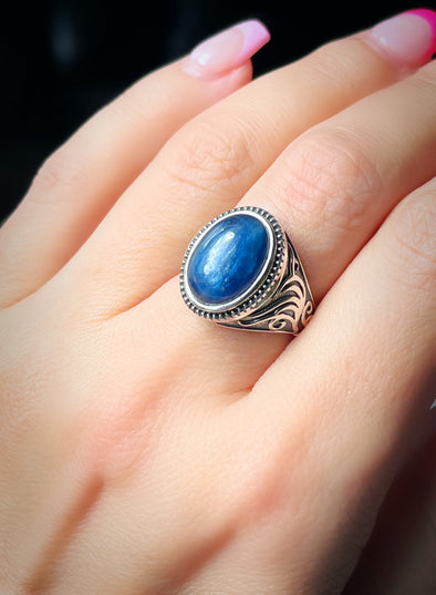 STERLING SILVER KYANITE BOHO DESIGN RING