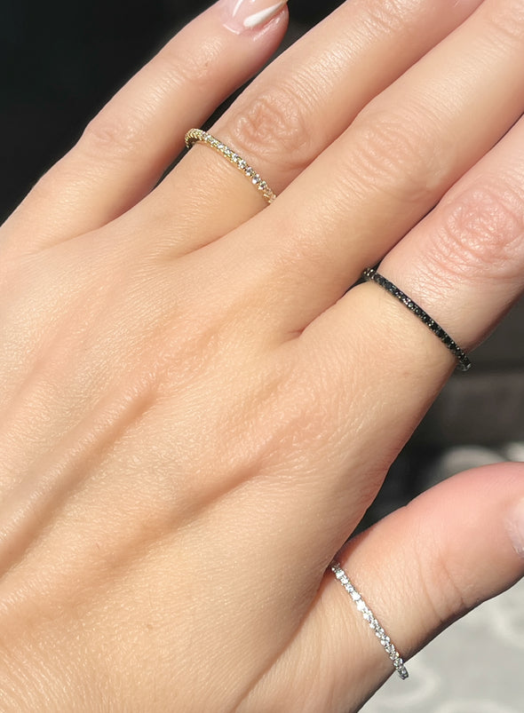 STERLING SILVER RHODIUM CZ DAINTY BAND