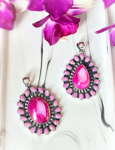 Sterling Silver Pink Opal/Druzy Custom Pendants