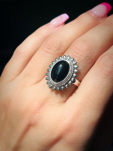 STERLING SILVER ARTISAN BLACK ONYX RING