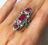 Sterling Silver Artisan Custom Ruby Beryl Pearl Ring